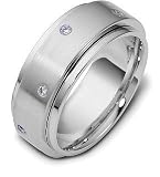 Platinum SPINNING Wedding Band Ring with 8 Diamonds