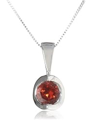 10k White Gold Round Garnet Sphere Solitaire Pendant Necklace (4mm , 1/4 cttw), 18"
