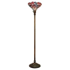 Vine Floral Tiffany Style Glass Torchiere Floor Lamp