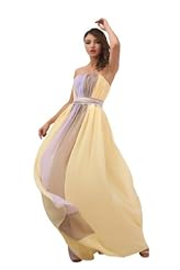 A-line Strapless Floor Length Natural   Waistline Chiffon Evening Dress/Bridesmaid Dress/Prom Dress/Party Dress 