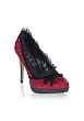 Women's 4.25 Inch Stiletto Heel Mini-Platform Satin Babydoll Pump With Ruffle Trim And Bow