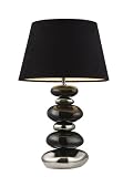 Mary-kate and Ashley Elemis Table Lamp.  Chrome and black ceramic lamp with black faux suede shade.  W14 H23, 1 3-Way 150 watt medium bulb.
