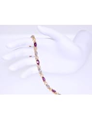 14K Yellow Gold Diamond/Ruby Bracelet