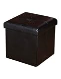 Kennedy Home Collection 15-Inch Faux Leather Folding Ottoman, Black