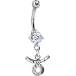 Cubic Zirconia Zodiac Taurus Dangle Belly Ring