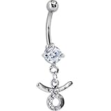 Cubic Zirconia Zodiac TAURUS Dangle Belly Ring - B000V5XA9M