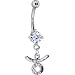 Cubic Zirconia Zodiac Taurus Dangle Belly Ring