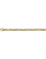 7mm Fancy Two Tone Gold Link Bracelet 9"