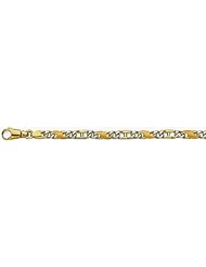7mm Fancy Two Tone Gold Link Bracelet 8"