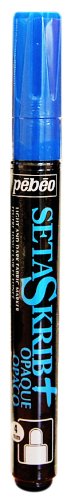 Pebeo Setaskrib+ Opaque Bold Tip Fabric Marking Pens, 4mm, Dark Blue