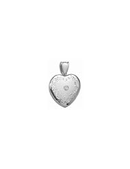 14K White Premium Cremation and Hair Locket w/ Diamond Center 3/4 inch x 3/4 inch in Solid 14K White Gold