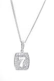 Sterling Silver Cubic Zirconia Dog Tag Lucky 7 Pendant by Crislu, 16-18