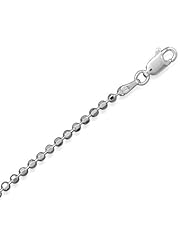 Faceted Bead Ball Chain Necklace 2.2mm Width Italian Sterling Silver