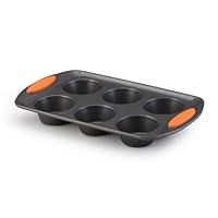 Rachael Ray Oven Lovin' Nonstick Bakeware 6-Cup Muffin Pan, Orange