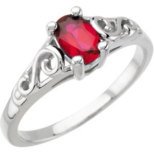 January 14K White Gold Teen Imitation Birthstone Ring