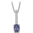 14K White Gold Iolite and Diamond Necklace