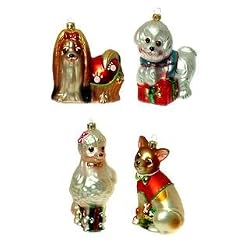 Mica Dog Christmas Ornaments Set of 4