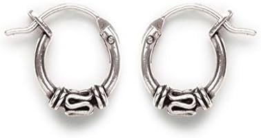 Tomas Sterling Silver 10mm Bali Serpentine Hoop Earrings