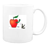 Mug with apple, serenading, worm, romance, guitar