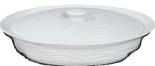Imperial 3 Quart White Oval Casserole With Wood Tray