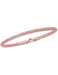 14 Karat 7.25" Rose Gold Shiny Round Basket Weaved Bangle With Lobster Clasp