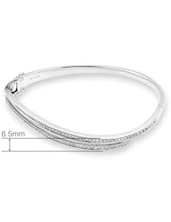 (X1000Diamond) 18K/750 White Gold Two Strips Diamond Accent Bangle (Perimeter 58mm, 0.47ct, G-H Color, VS2-SI1 Clarity)