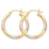 14k Tri-color Gold 3mm Diamond-cut Earrings