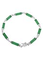 Sterling Silver Green Jade Gemstone Womens Bracelet 7"