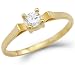Solid 14k Yellow Gold Small Solitiare Engagement CZ Cubic Zirconia Ring Band Round Cut 0.25 ct