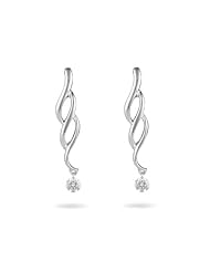 0.11 Cts Diamond Dangling Earrings in 18K White Gold