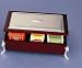 WOODEN TEA BAG CHEST - SILVER PLATED WOODEN TEA BAG CHEST