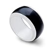 ITALIAN STERLING SILVER RING WITH BLACK ENAMEL