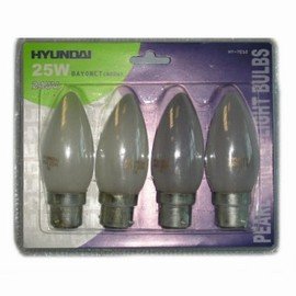 Childrens Toyshop  Electronics : Hyundai 25W 240V Bayonet Candle Bulb 4 Pack (7012)