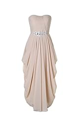 Sexy A-line Strapless Sleeveless Chiffon Floor Length  Backless Evening Dress/Bridesmaid Dress/Prom Dress/Wedding Party Dress  With a Sash  and Ruffles