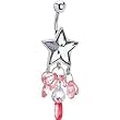 Pink Gem Sterling Silver Star Dangle Belly Ring