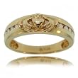 1/4CT Diamond Claddagh Celtic Irish Ring in Yellow Gold
