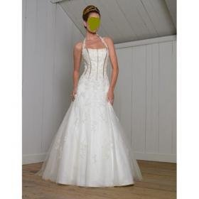 Elegant Empire Line Column Halter Wedding Dress Custom Made