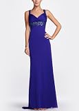 David's Bridal Sleeveless Mesh Gown with Beading Style A11800