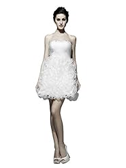 A-line Strapless Organza/Tulle Sheath Bubble Dress Lace-Up Sequined Beaded Mini Dress 