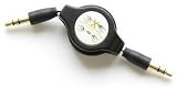 Auxiliary Black Retractable Cable Cord For All MP3/iPod/Cell Phones/Car Stereos 3.5MM