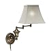 Wall sconce lamp swing arm antique brass finish linen shade beige