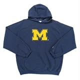 Michigan Wolverines NCAA Goalie Hooded Sweatshirt (Navy Blue) (2X-Large)(Felt Applique)