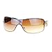 Womens Elegant Rimless Shield Warp Luxury Designer Sunglasses