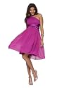 Astrapahl, Edles Abendkleid, knielang, Satinpasse, Toga Stil, Farbe purple