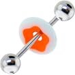 Orange Flower Lifesaver Barbell Tongue Ring