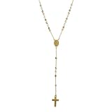 Sterling Silver Tri-Colored Rosary Necklace, 16