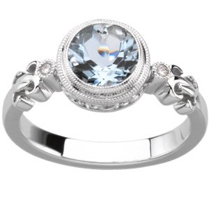 Click here to buy .02 CT TW 14K White Gold Genuine Aquamarine And Diamond Ring.