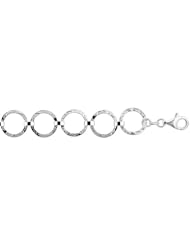 Sterling Silver 7 in. Circle Link Bracelet, 3/4 inch (17 mm) wide, Diamond Cut Finish