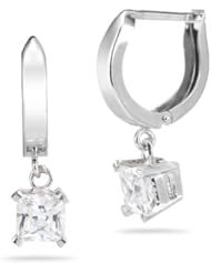 3.60 Cts Cubic Zirconia Princess Stud Earrings in 14K White Gold