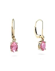 Created Pink Sapphire 14kt Yellow Gold Lever Back Earrings
